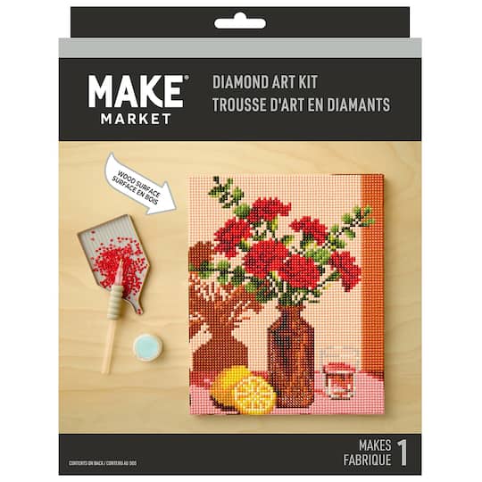 8" x 10" Carnations Wood Plank Diamond Art Kit by Make Market®